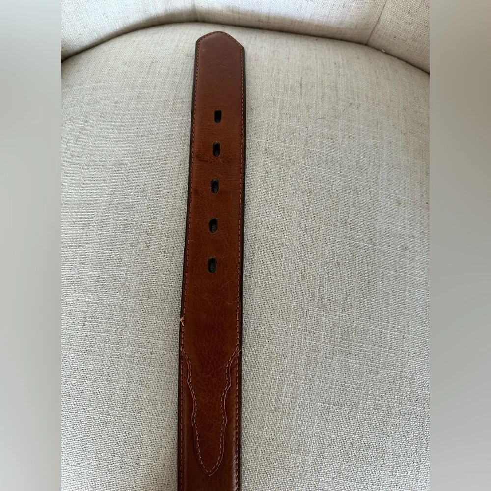 Ranger Belt Company Brown Leather Men’s 34 Engraved Rancher Farmer Rodeo Cowboy